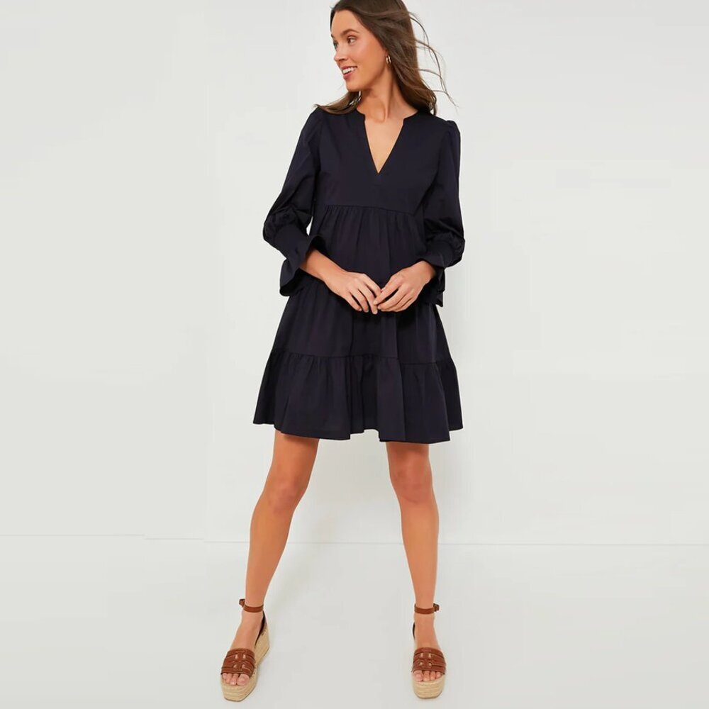 Pomander Place by Tuckernuck Navy Cotton Poplin Kenzo Dress sz L NWT